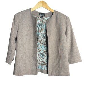 5 for $40 SALE !
Hazan Taupe Cropped 3/4 Sleeve Open Blazer Lined 4
